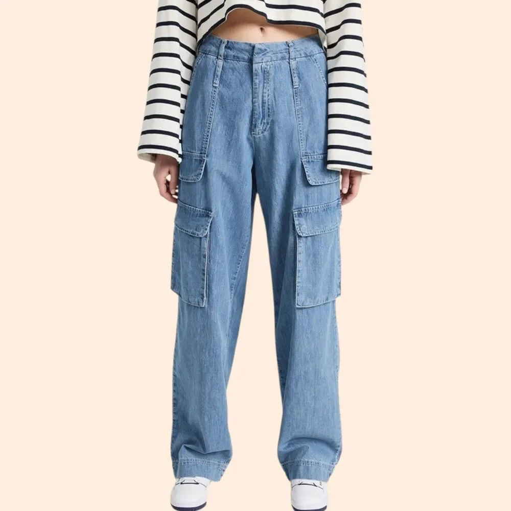 FRAME Relaxed Straight Cargo Jeans - Picture 1 of 7